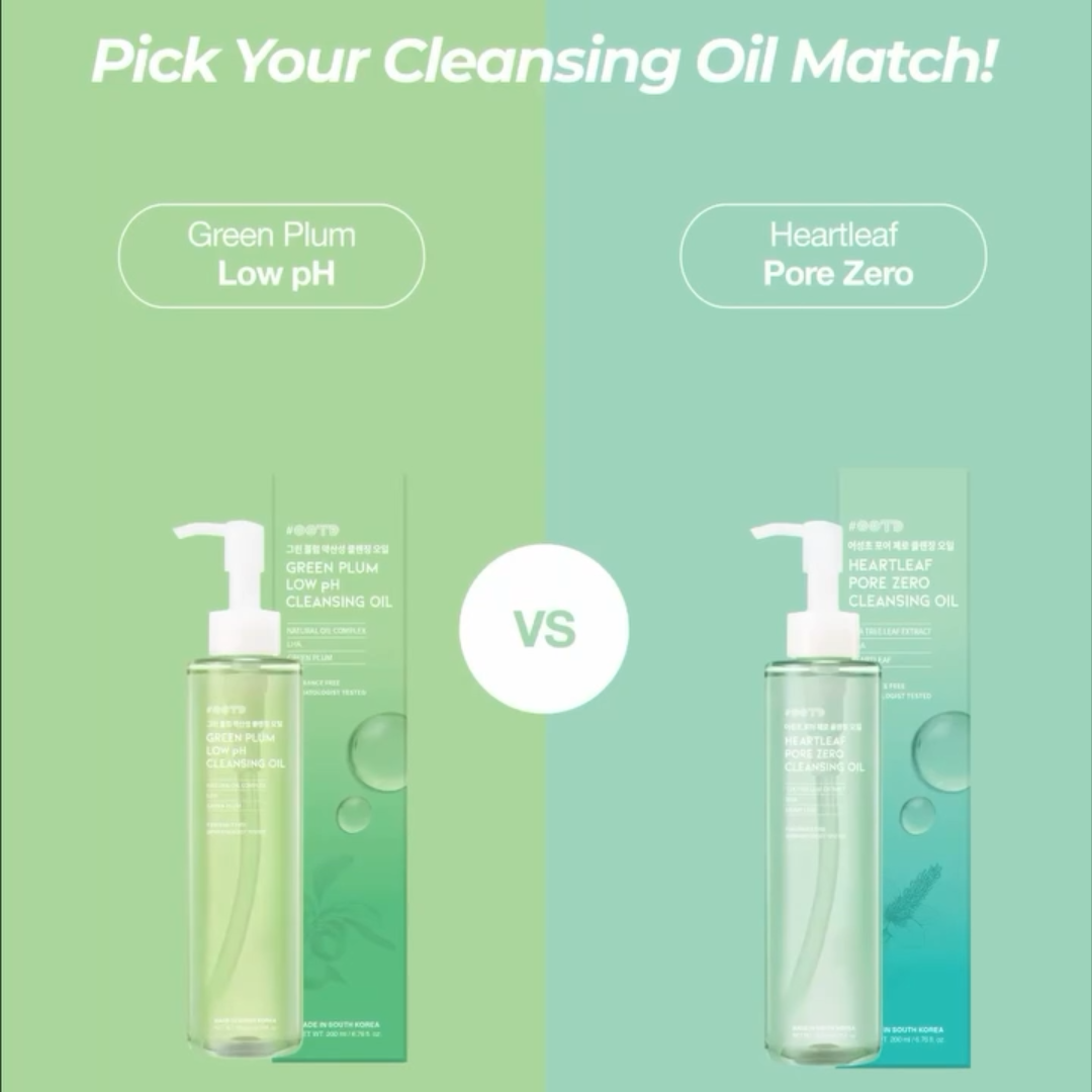 Pick Your Cleansing Oil Match: Green Plum Low pH vs. Heartleaf Pore-Zero