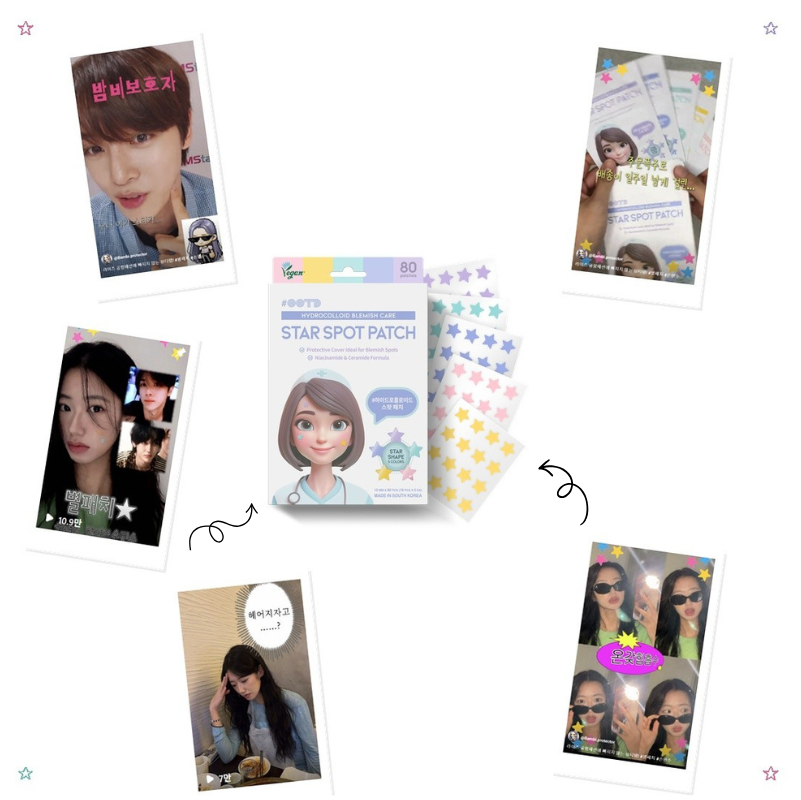 OOTD Beauty Star Spot Patch viral K-beauty star shaped acne patch Korean influencer polaroid collage star pimple patch K-beauty trend 2025 2026