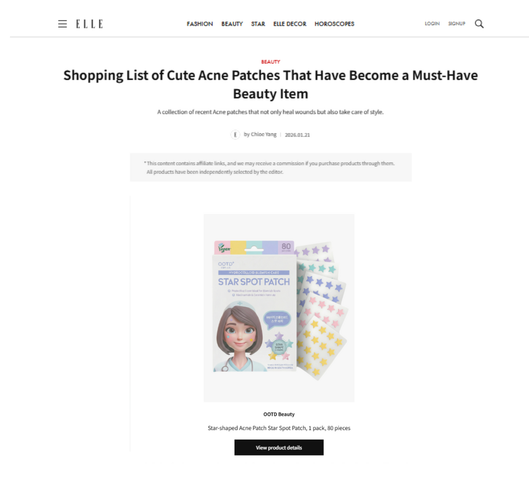 ELLE Korea cute acne patch must have beauty item Star Spot Patch 